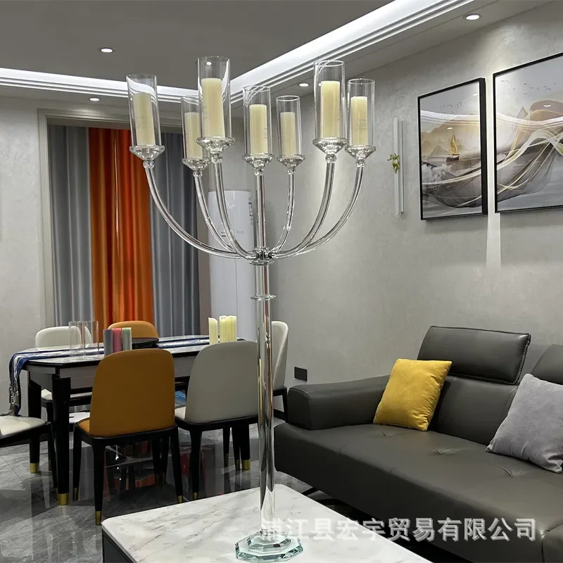 Elegant 13 Arm Crystal Candelabra Centerpiece for Wedding Table Decoration Luxury Glass Candle Holder Home Party Ornament
