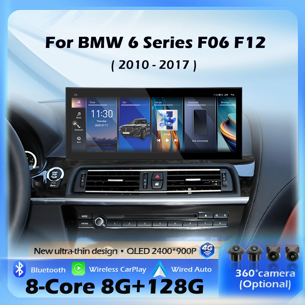 Android 16 Wireless CarPlay Car Raido For BMW 6 Series F06 F12 2010 - 2017 CIC NBT EVO System Multimedia GPS Navigation 4G WIFI