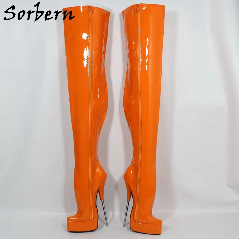 Sorbern Sexy fetysz balet buty Unisex platforma krocza zakolanówki Drag Queen Crossdresser Bdsm niestandardowe nogi wał nogi Widtd