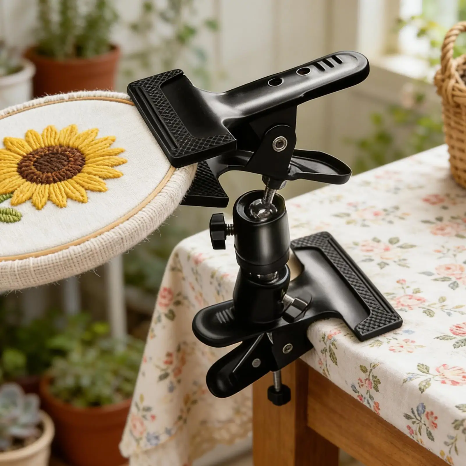 Embroidery Holder Heavy Duty Adjustable Portable Clamps Lap Stand Hands Free Craft Sewing Stand Hoop Holder for Desktop Table view 2