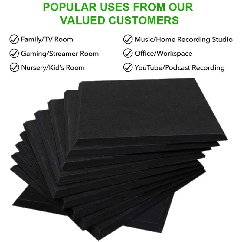 12 Pcs Acoustic Panels,Sound Proofing Studio Bevled Edge Soundproofing Panels,For Wall Decoration And Acoustic Treatment