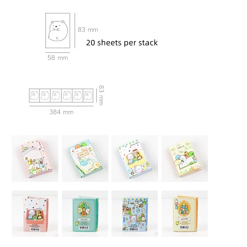 1pcs Cute Cartoon Memo Pad Lovely Bunny 6 Fold Self Adhesive Sticky Notes Diary Planner Stickers Office School A7111