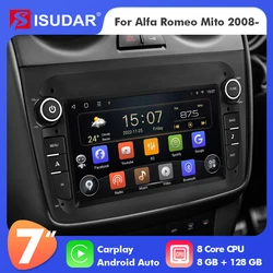 Isudar 7 Inch Android 10 For Alfa Romeo Mito 2008-  Car Radio Multimedia Player Auto GPS Carplay 2 Din 4G