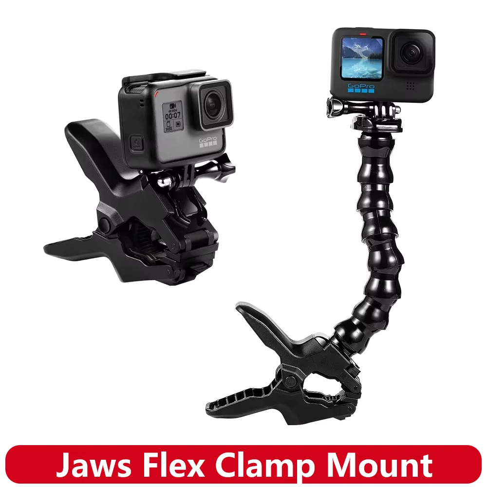 ขาจับแบบหนีบ Jaws Flex Clamp พร้อมขาตั้งแบบโค้งงอ สำหรับกล้อง GoPro Hero 13 12 11 10 9 8 SJCAM AKASO Insta360 DJI Osmo Action และอุปกรณ์เสริมอื่นๆ