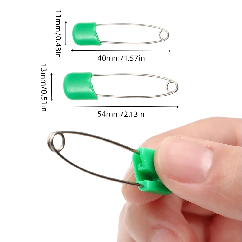 50 Stück 4/5,4 cm Edelstahl-Sicherheitsnadeln mit Kunststoffkopf für Babywindeln, zum Nähen, Quilten, Stricken, als Maschenmarkierer – Detail 1