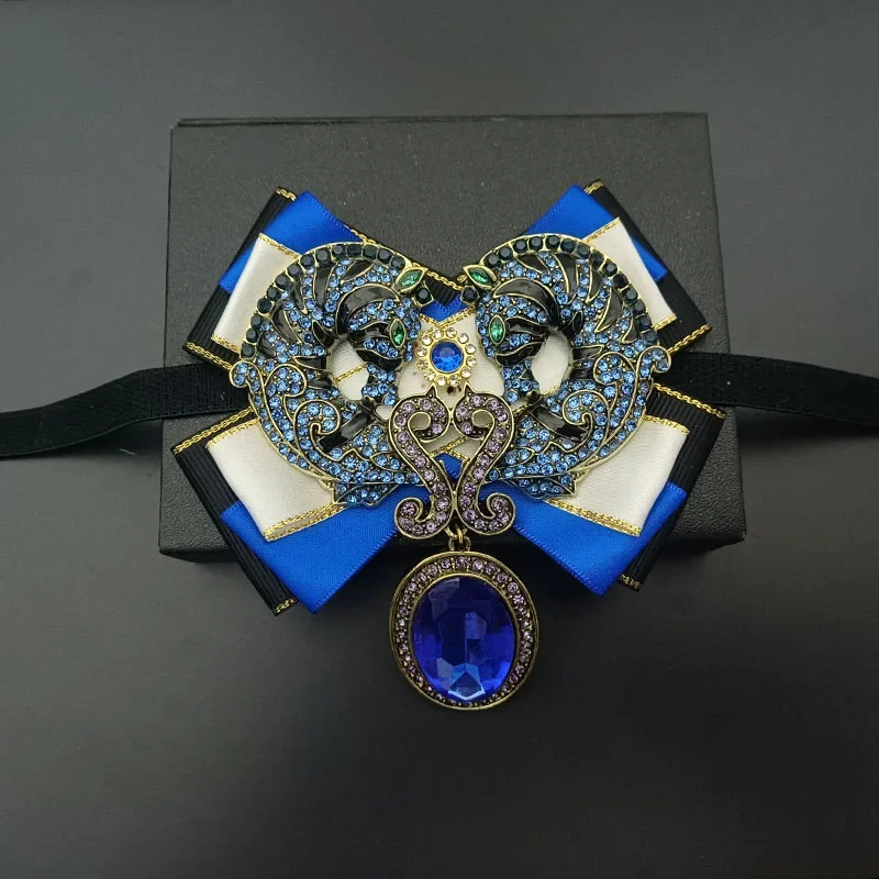 Vintage Men\'s Rhinestone Seahorse Bow Tie High-end Business Banquet Wedding Collar Flowers Bows Original Design Handmade Jewelry
