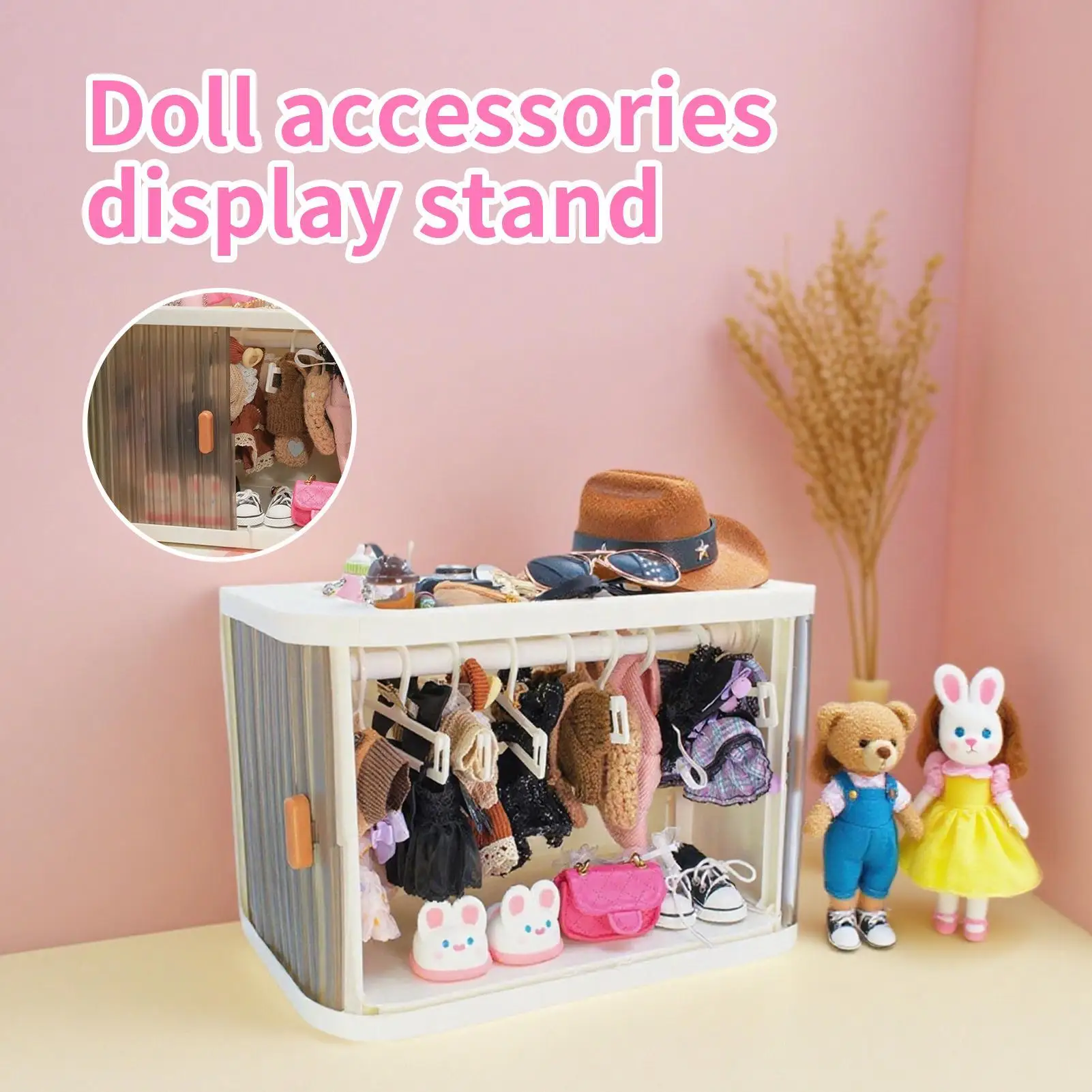 ตู้เสื้อผ้าตุ๊กตาการ์ตูน ตู้เก็บเสื้อผ้าตุ๊กตาขนนุ่ม ตู้เก็บชุดแฟนซีสำหรับตู้โชว์ นักสะสม ผู้ที่ชื่นชอบ และเด็กๆ
