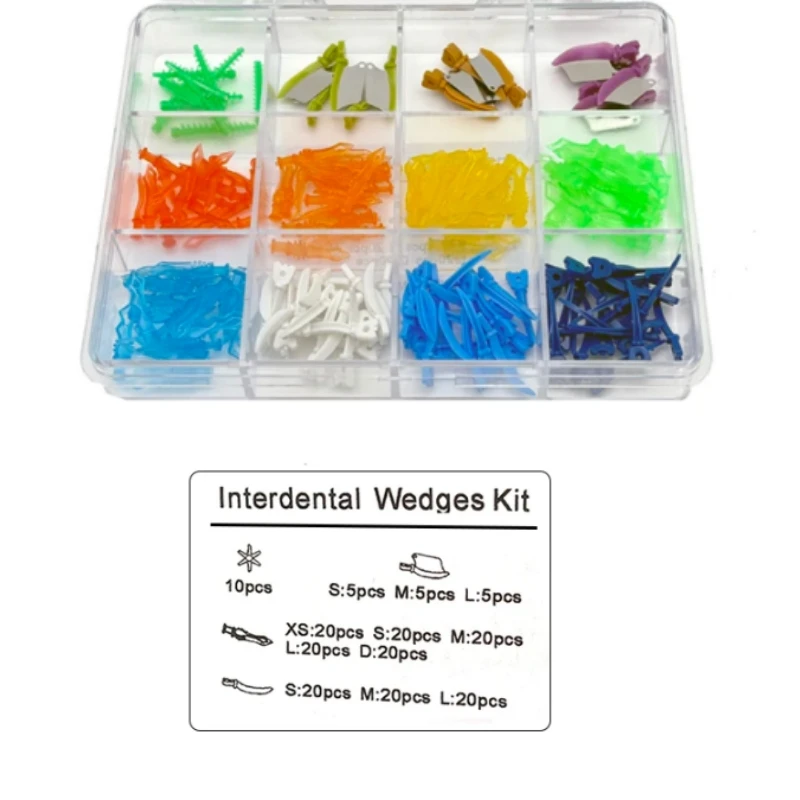 

185Pcs Dental Interdental Wedges Plastic Tulwar Wedges with Hole Adaptive Wedges Knife Diamond Wedges Fender 12Type