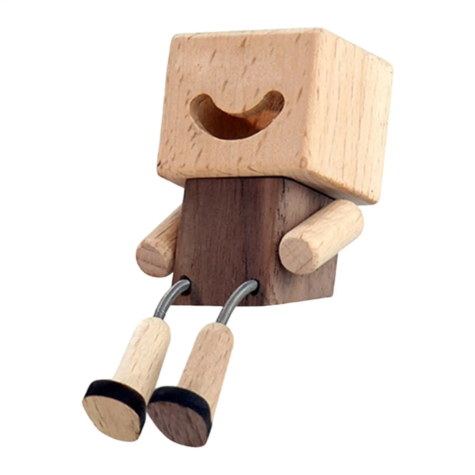 Handmade Wobbling Wooden Figure Funny Shaking Man Dashboard Ornament Mobile Decoration for Car Office Desk