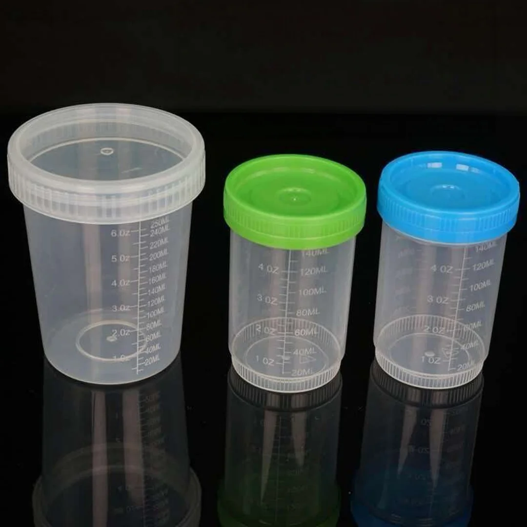 150ml sampling cup 250ml screw mouth graduated plastic measuring cup specimen bottle urine sampling water sample collection cup