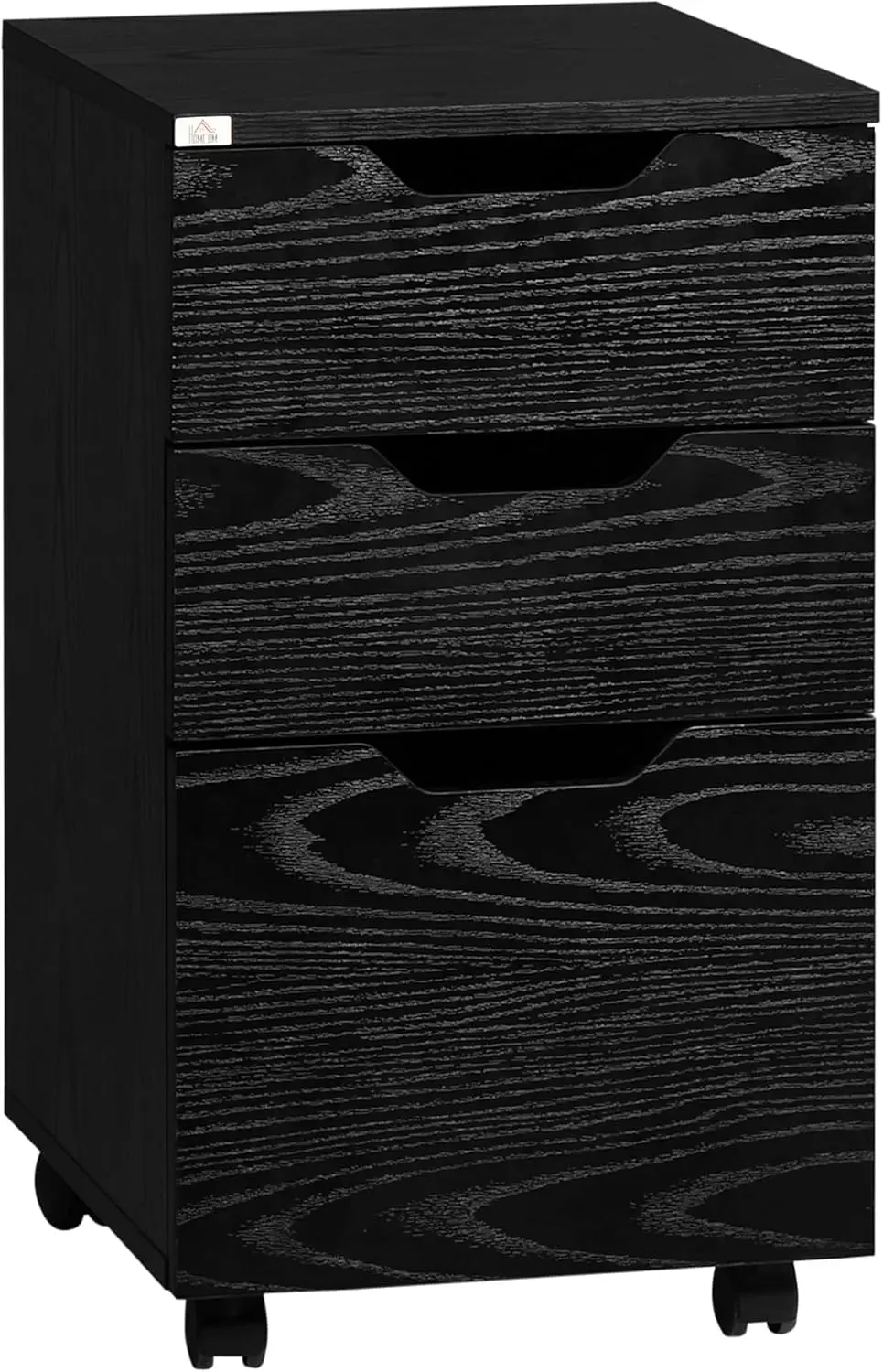 

3 Drawer Mobile File Cabinet with Rolling Casters, Under Desk Storage Organizer for Home Office, Black Wood Grain