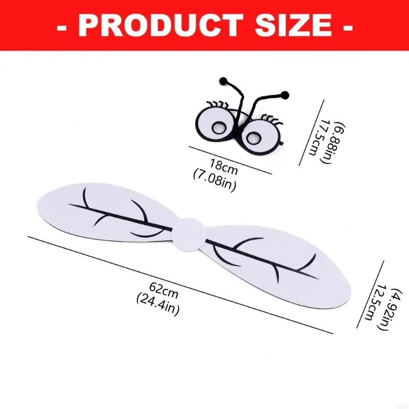 플라이 마스크가있는 Y3NE 버그 윙 할로윈 코스프레 의상 곤충 의상 액세서리 여성, 남성 및 어린이를위한 2Pcs 플라이 의상