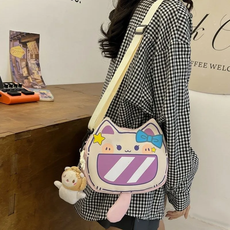 MBTI Cute Cat Shoulde Bag for Women Cartoon Small Fashion Print Elegant Handbag Popular All-match Designer Female Crossbody Bag