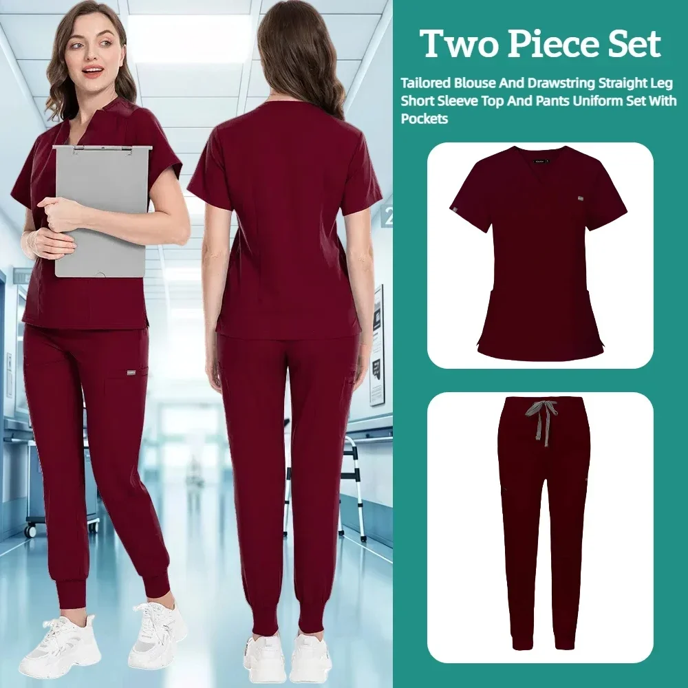 Medical Scrub พยาบาลชุดผ่าตัดคุณภาพสูงยืดหยุ่นขัด Healthcare Pharmacy สีทึบชุดขายส่ง Workwear Unisex