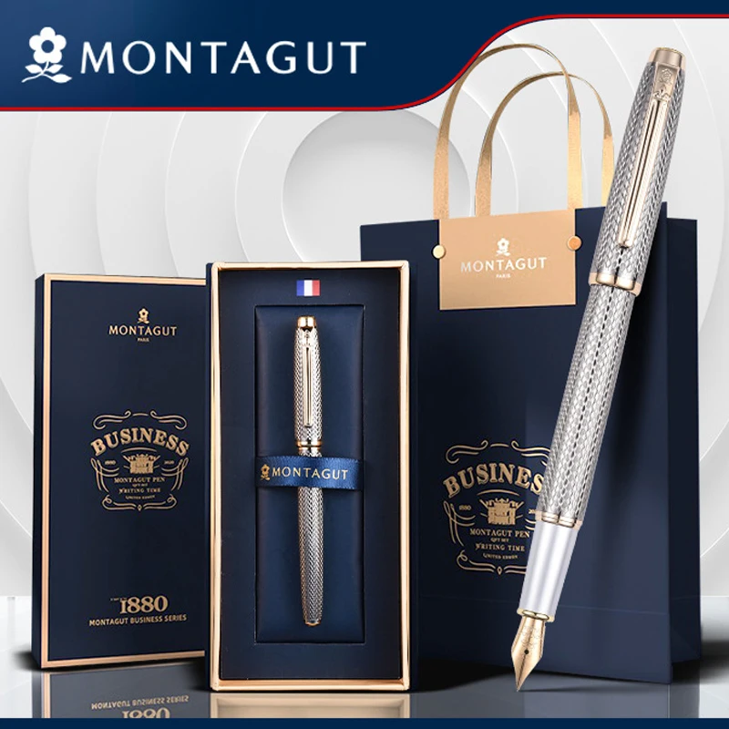 

Montagut Gray Barrel And Golden Trim Fountain Pen Iridium 0.5mm Delicate Stationery Writing Pen With Gift Box New