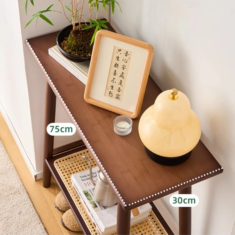 New Chinese Long Sided Table Foyer Against Wall Side Table Natural Bamboo Living Room Desk 2 Layers Structure Home Furniture
