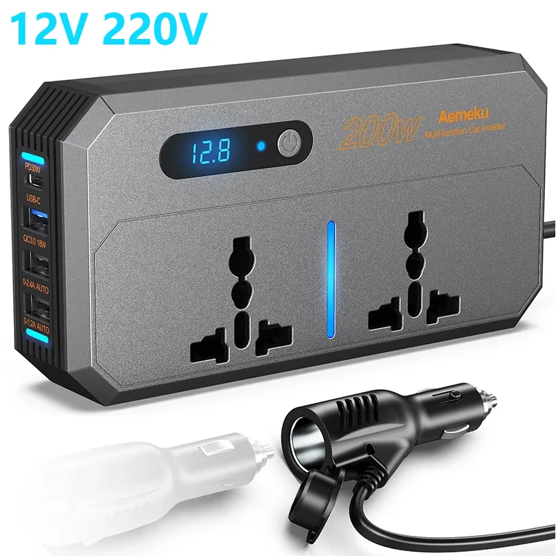 Inverter per auto 200W DC 12V a AC 220V 110V trasformatore converti convertitore presa multifunzione Inverter per auto adattatore di alimentazione