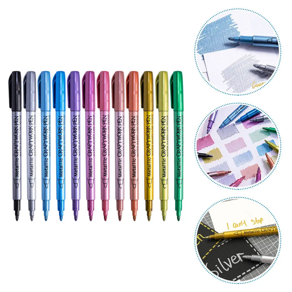 

Набор из 12 акриловых маркеров с металлическим эффектом, быстросохнущие, перманентные, на масляной основе, для DIY-рисования, маркировки шин, работы по дереву