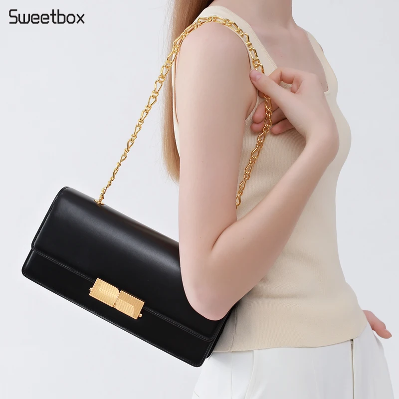 2023 Nwe Style Women's Leather Flap Crossbody Bags Luxury Solid Color Shoulder Handbags Chain Purses For Female Brand Designer