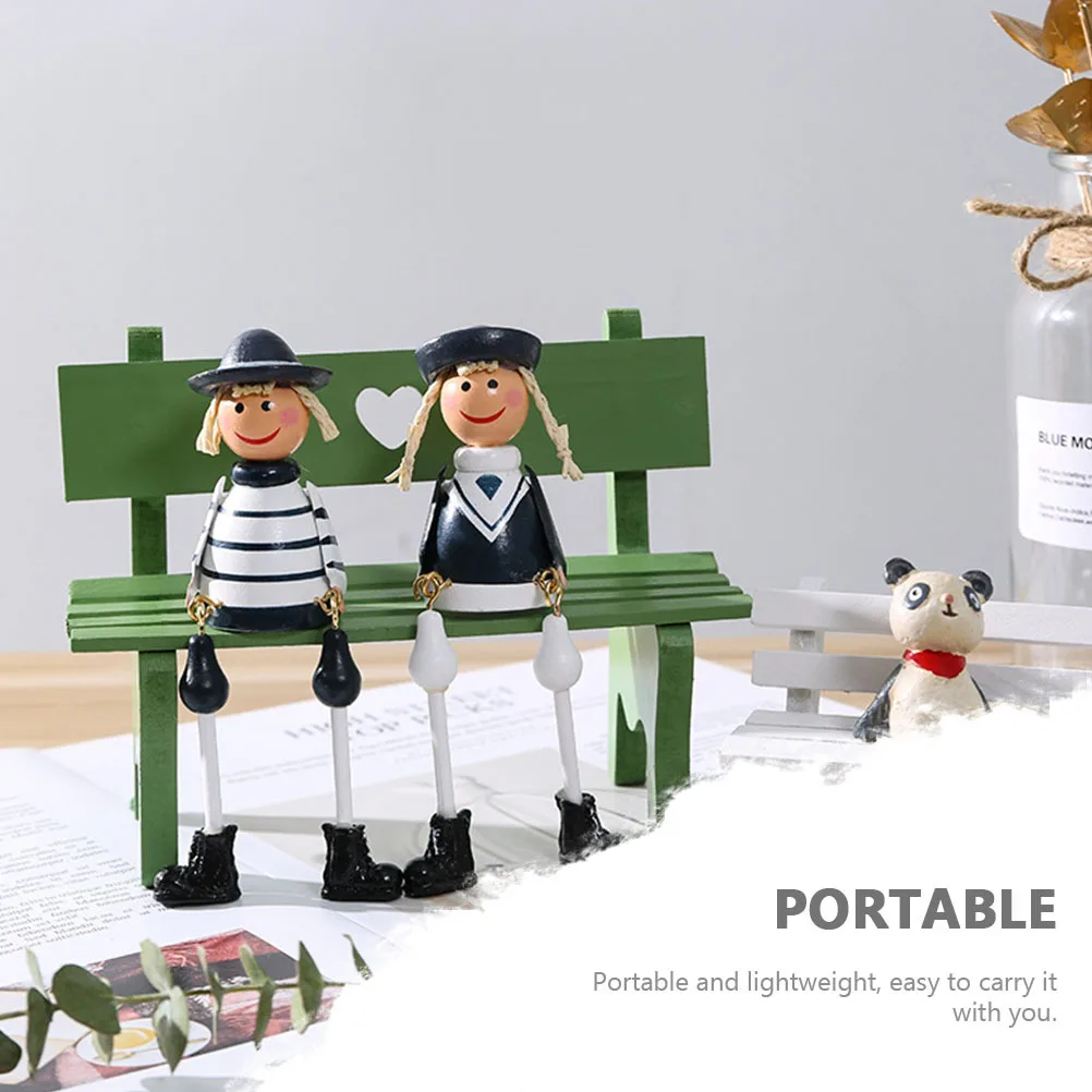 

2 PCS Chairs Small Wooden House Play Mini Art Ornament Furniture Decorations Office