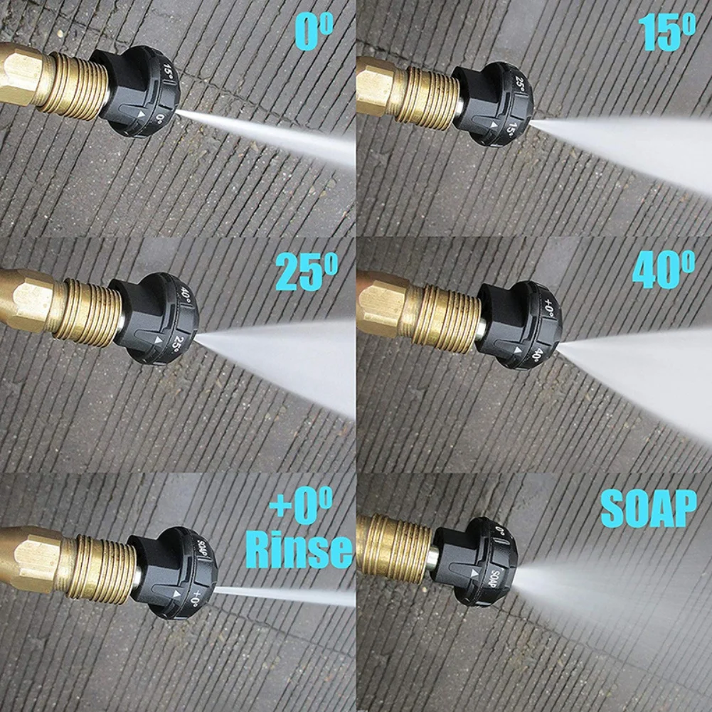 Quick Connect Pressure Washer Adapter 14 Female with 6 in 1 Adjustable Nozzle Tips for Deep Cleaning Vehicle Surfaces
