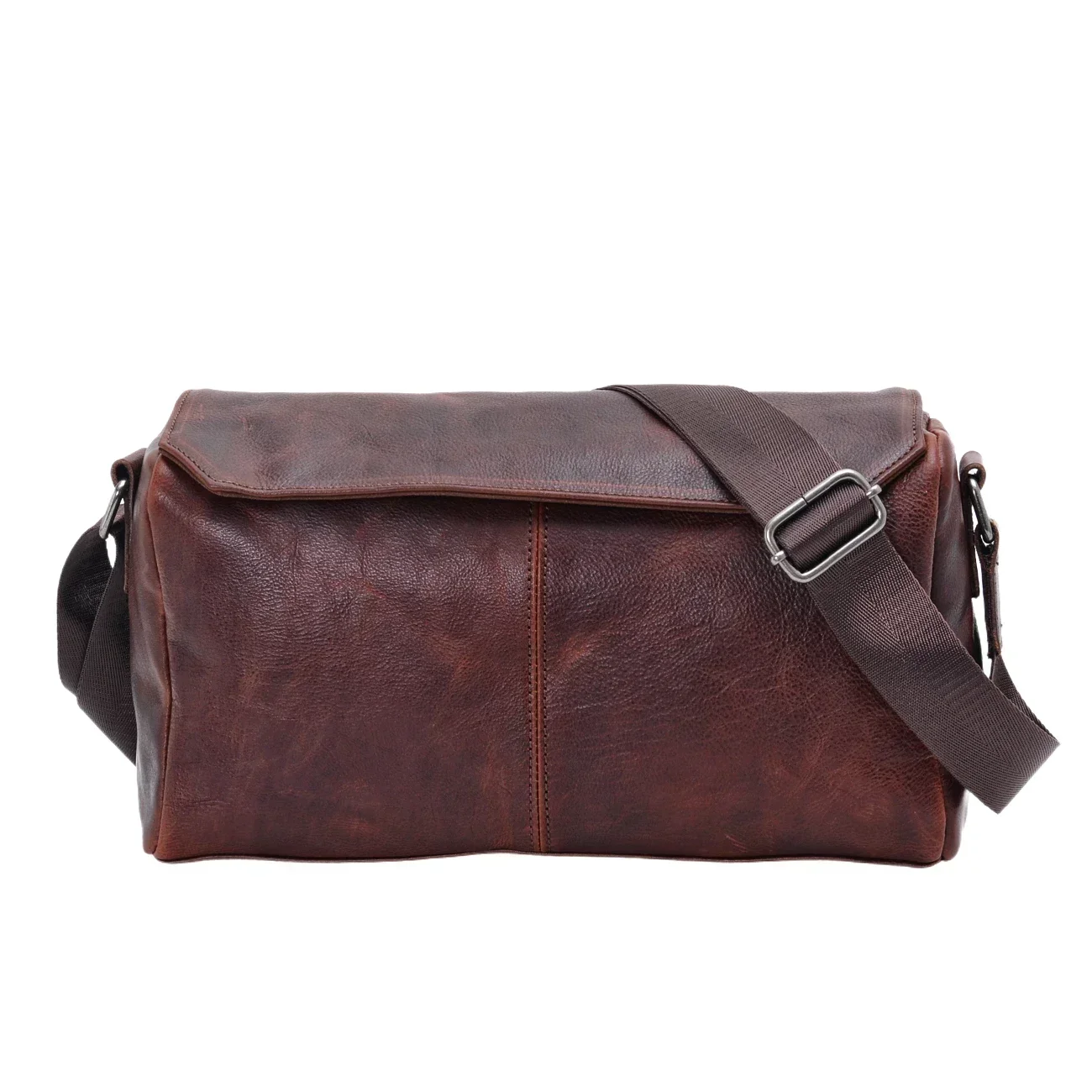 แฟชั่นผู้ชายกระเป๋าสะพายพืช Tanned Cowhide กระบอกกระเป๋าสบายๆ Crossbody กระเป๋าเล็ก