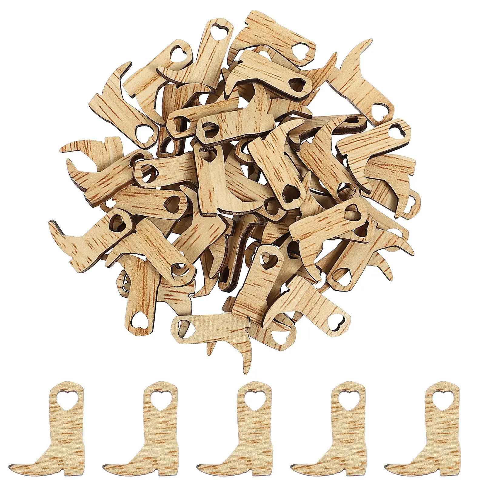 

100 Pcs Wooden Cowboy Boots Craft Supplies Lightweight Hanging Wooden Boots For Crafts Design Home Wedding