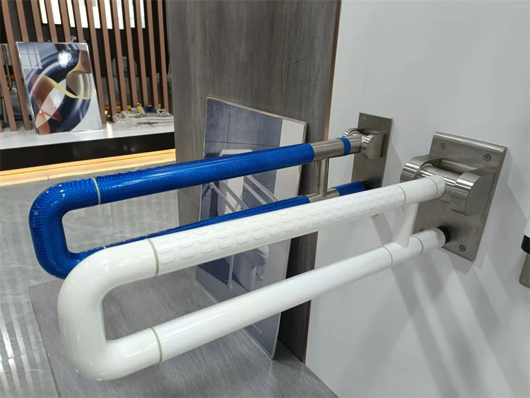 Promotion Foldable U-Shaped ABS Stainless Steel Toilet Grab Bar Anti-Skid Surface Eco-Friendly Modern Design Bathroom