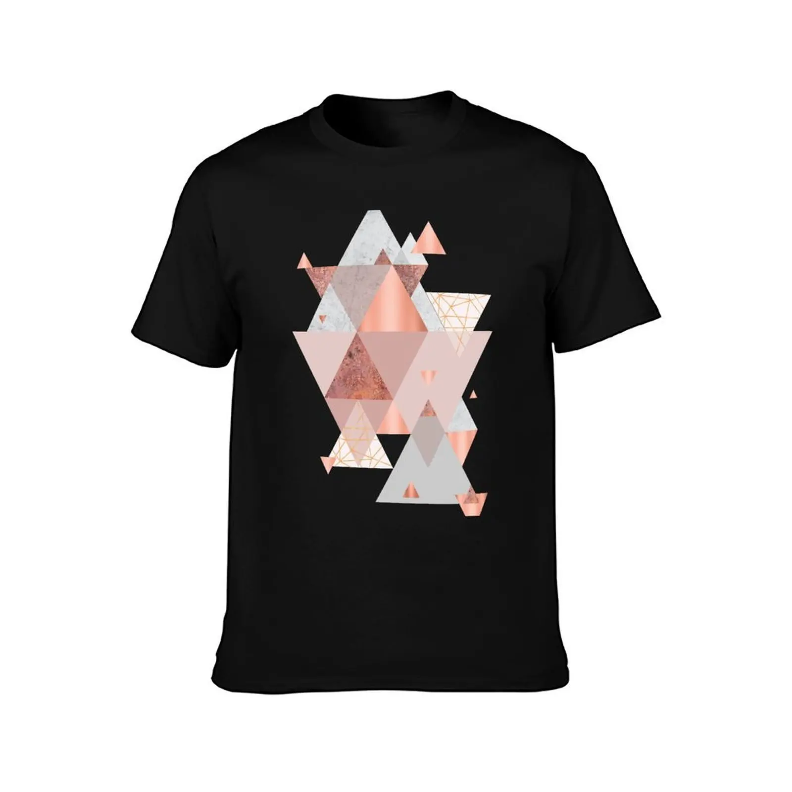 Blush Pink Geo T-Shirt, Summer Casual Cotton Tee, Oversized Streetwear Tops, Vintage Graphic Print, Loose Fit Short Sleeve