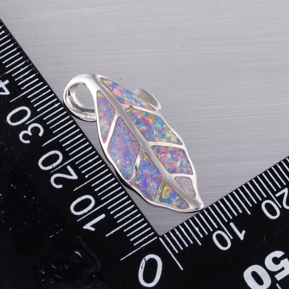 KONGMOON Nature Leaf Lavender Purple Fire Opal Jewelry for Women Pendant for Necklace