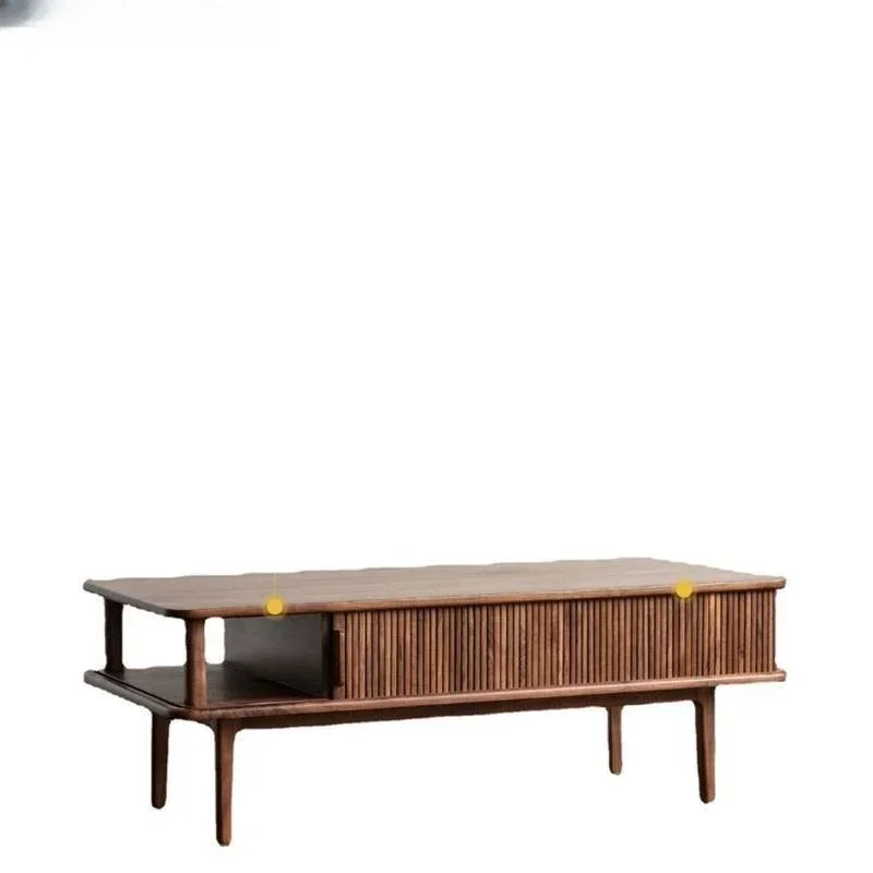 Nordic all solid wood living room coffee table household modern simple light luxury drawer tea table