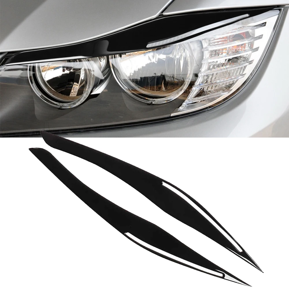 2Pcs Headlight Eyelid Eyebrow Cover Carbon Fiber Style For BMW 3 Series E90 318i 320i 325 2009 2010 2011 2012