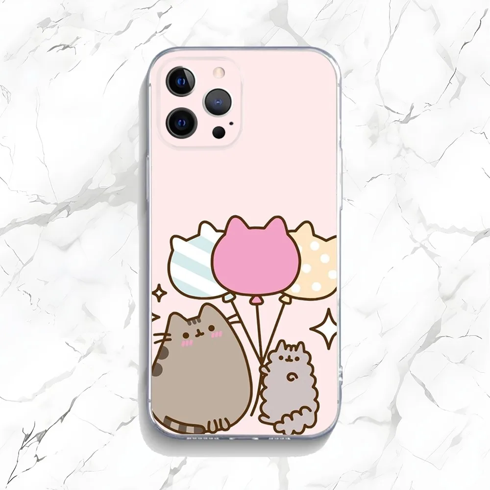 Cute Cat P-PusheenS Phone Case For iPhone 15,14,13,12,11 Plus,Pro,Max,XR,XS,X,7,8 Plus,SE,Mini Transparent Silicone Soft