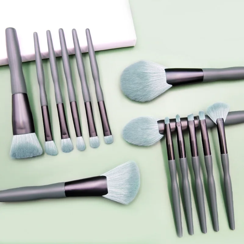 High Quality 14Pcs Dark Green Makeup Brushes Set for Eye Shadow Foundation Powder Eyeliner Eyelash Cosmetict for Face Make Up