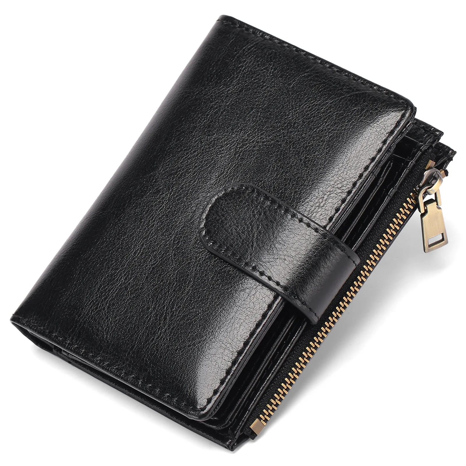 Small Wallets for Women Genuine Leather RFID Blocking Bifold Zipper Pocket Women's Wallet ID Credit Card Holder Coin Case Purse