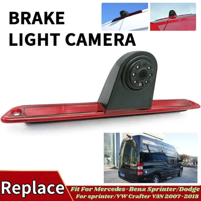 3rd High Brake Light Parking Reverse Camera for Mercedes Sprinter / VW Crafter / Dodge Sprinter (2007-2018) - 6 LED Lights, CCD