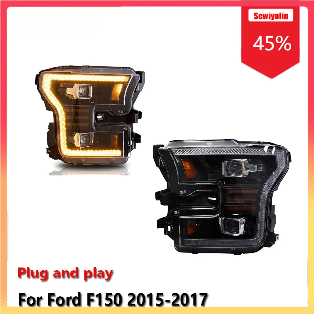 

Car LED Headlight Automobile PartsFor Ford F150 2015-2017 Fog DRL Brake Turn Signal Lamp Plug and Play