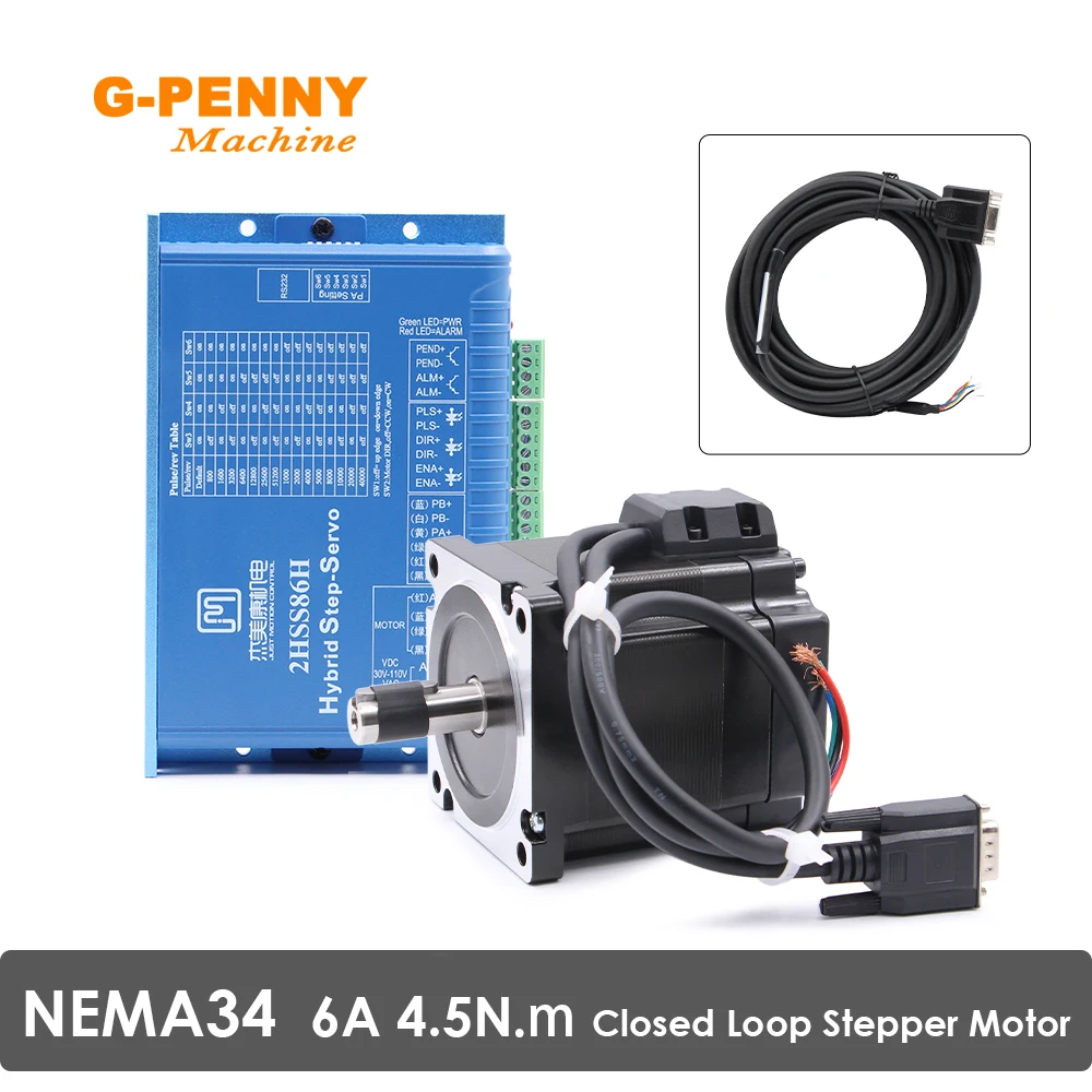 

G-Penny JMC Nema34 4.5N.m Closed Loop Stepper Motor Hybrid Stepper Servo Motor DC(30-100V) / AC(24-7V)