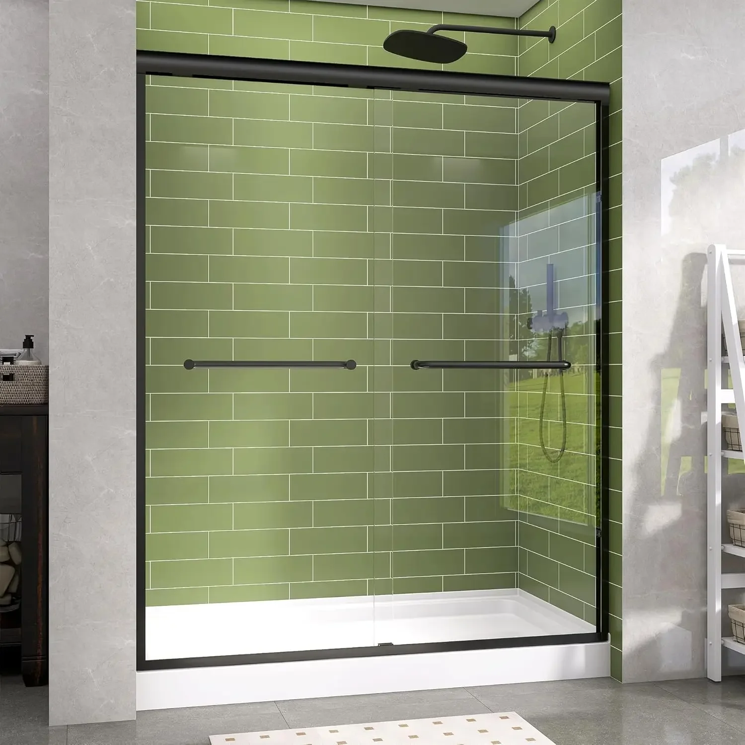 

Shower Door Double Sliding 57-60 in. W x 72 in. H Semi-Frameless Bypasss Bathroom Glass Shower Sliding Doors,1/4 inch Clear Temp