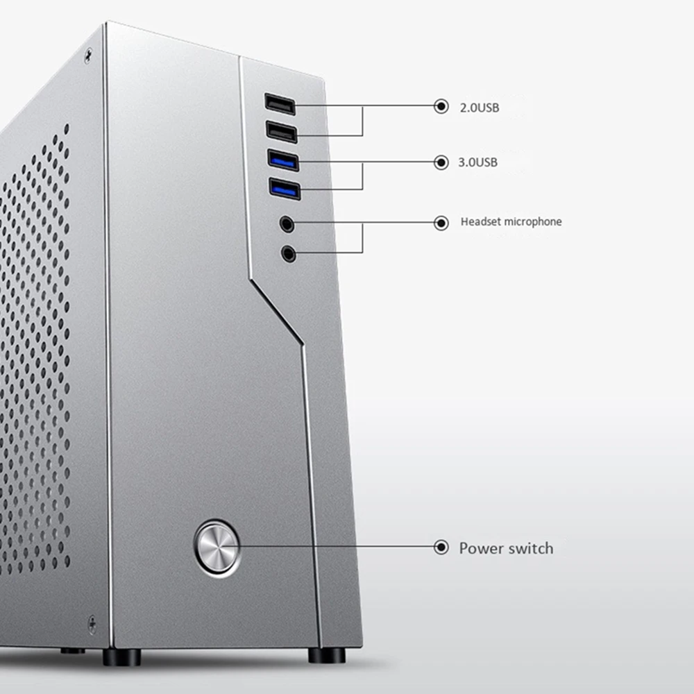 Exquisite-Mini ITX Computer Case All Aluminum Soft HTPC Office Single Slot PCIE Desktop Case