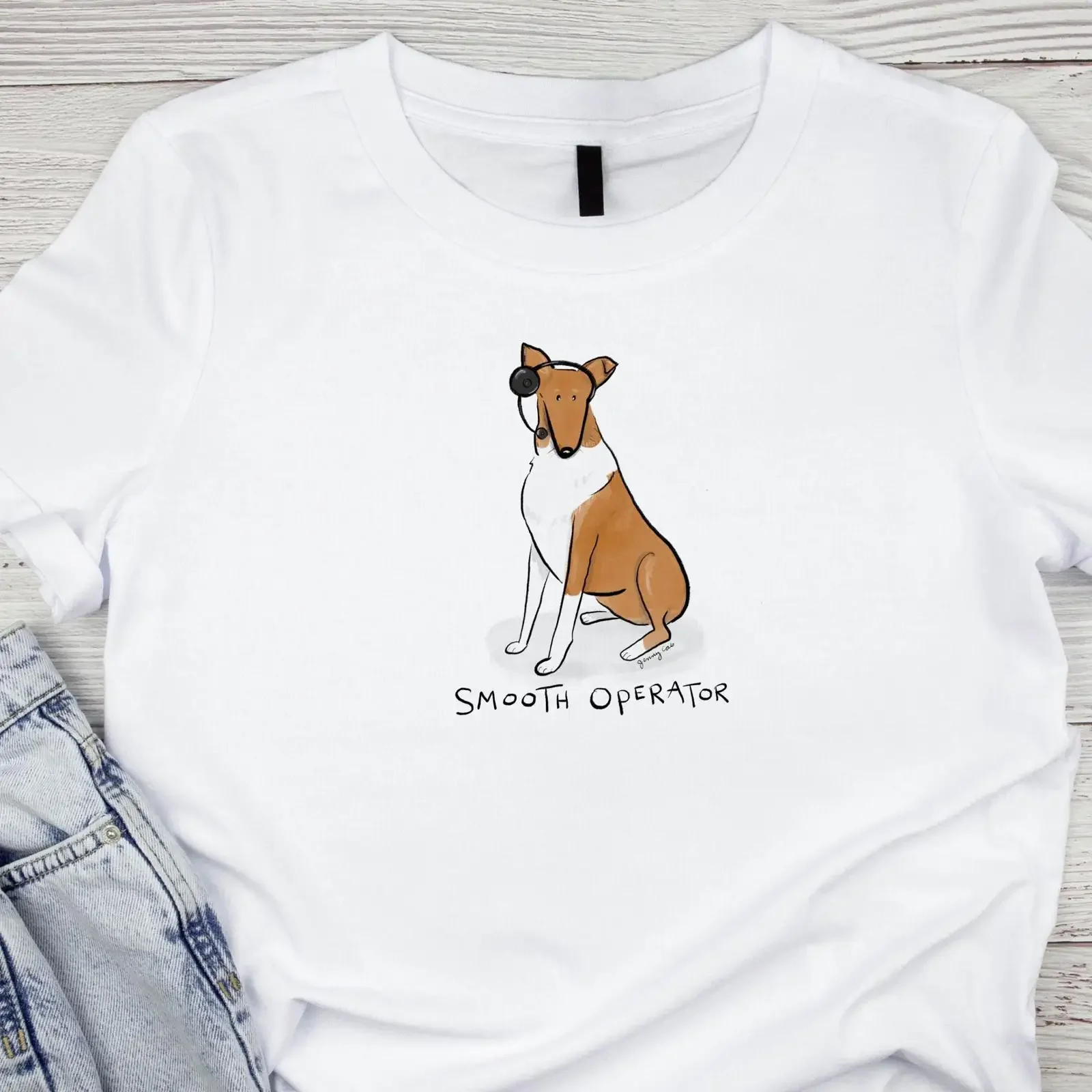 Smooth Operator Softstyle T Shirt with Dog Art for Collie Lovers vintage Washed graphic Stretched homme Stylish Unisex