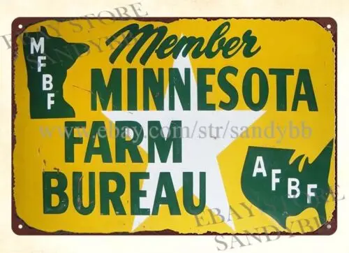 1950S MINNESOTA FARM BUREAU MEMBER metal tin sign repro collectible