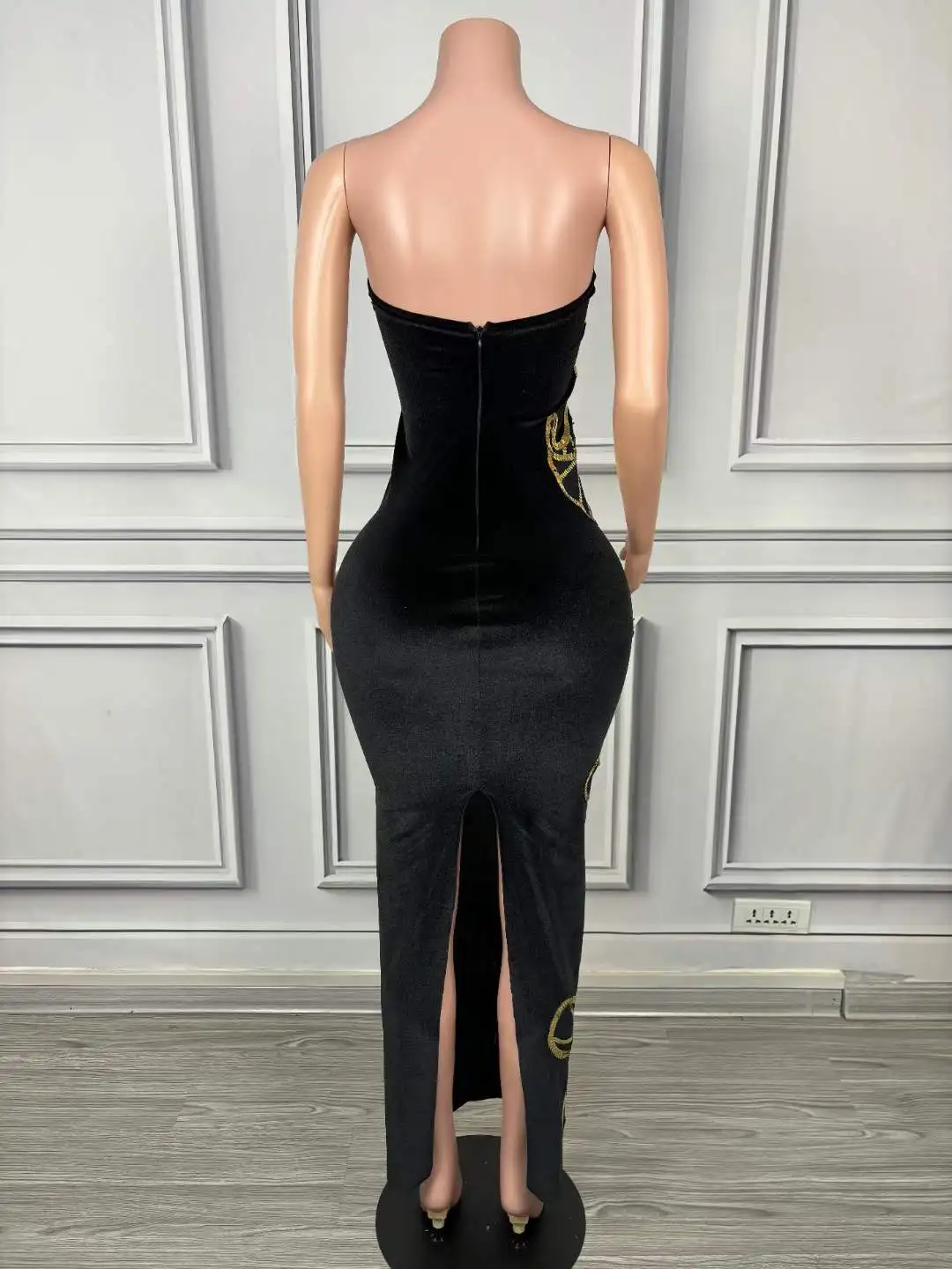 فستان نسائي فاخر مخملي بدون ظهر مزين بالترتر على شكل فراشة لامعة للسهرة والحفلات الراقصة الليلية وأعياد الميلاد فستان أسود لملكة السحب #4