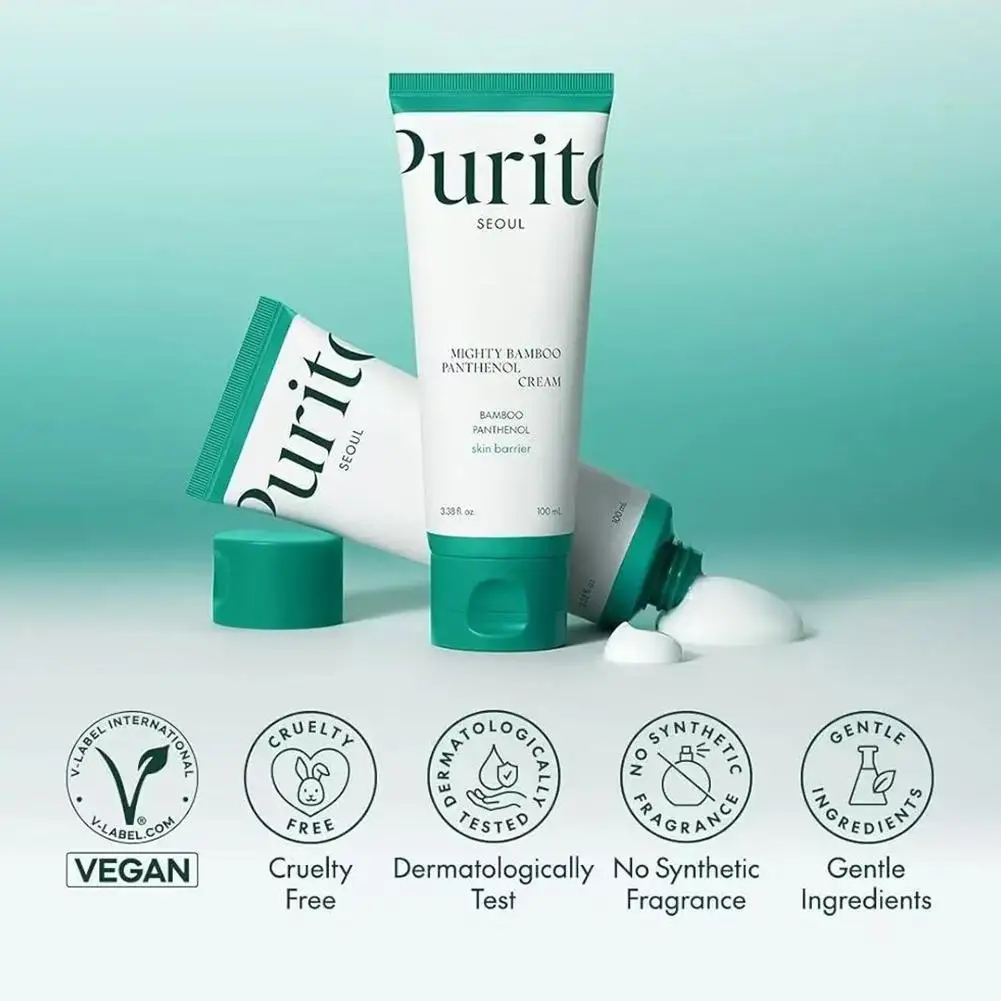 100ml Purito Seoul Mighty Bamboo Panthenol Cream - Soothing & Hydrating Repair Skin Barrier Reduce Fine Lines And Wrinkles