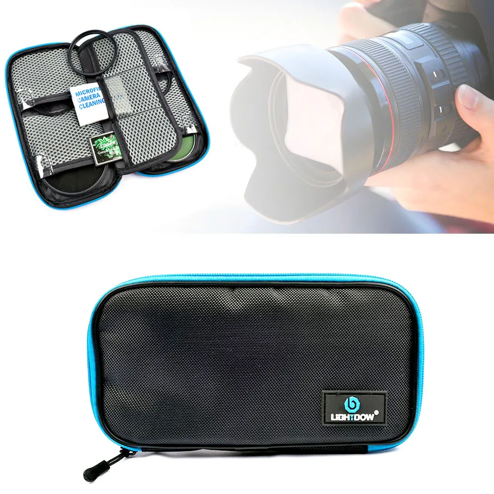 Lightdow-Bolsa de filtro de lente de cámara protectora, estuche de filtros portátil, bolsas a prueba de polvo para filtro de lente de 77mm, 49mm,