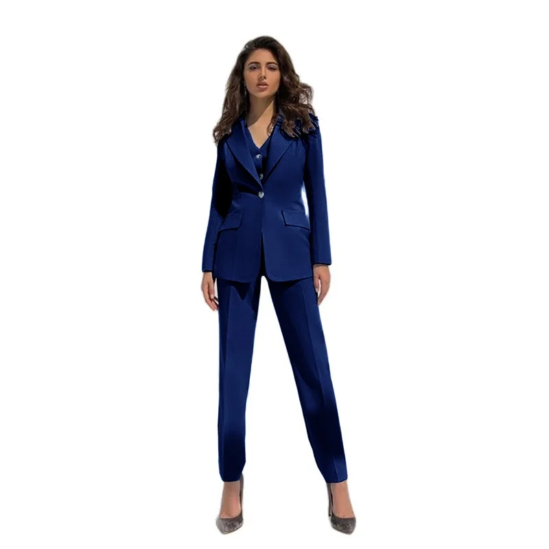 Conjunto de 3 piezas de Blazer y pantalones de negocios para mujer, traje de oficina a la moda, vestido de fiesta, boda, graduación, a medida (chaqueta, chaleco y pantalones)