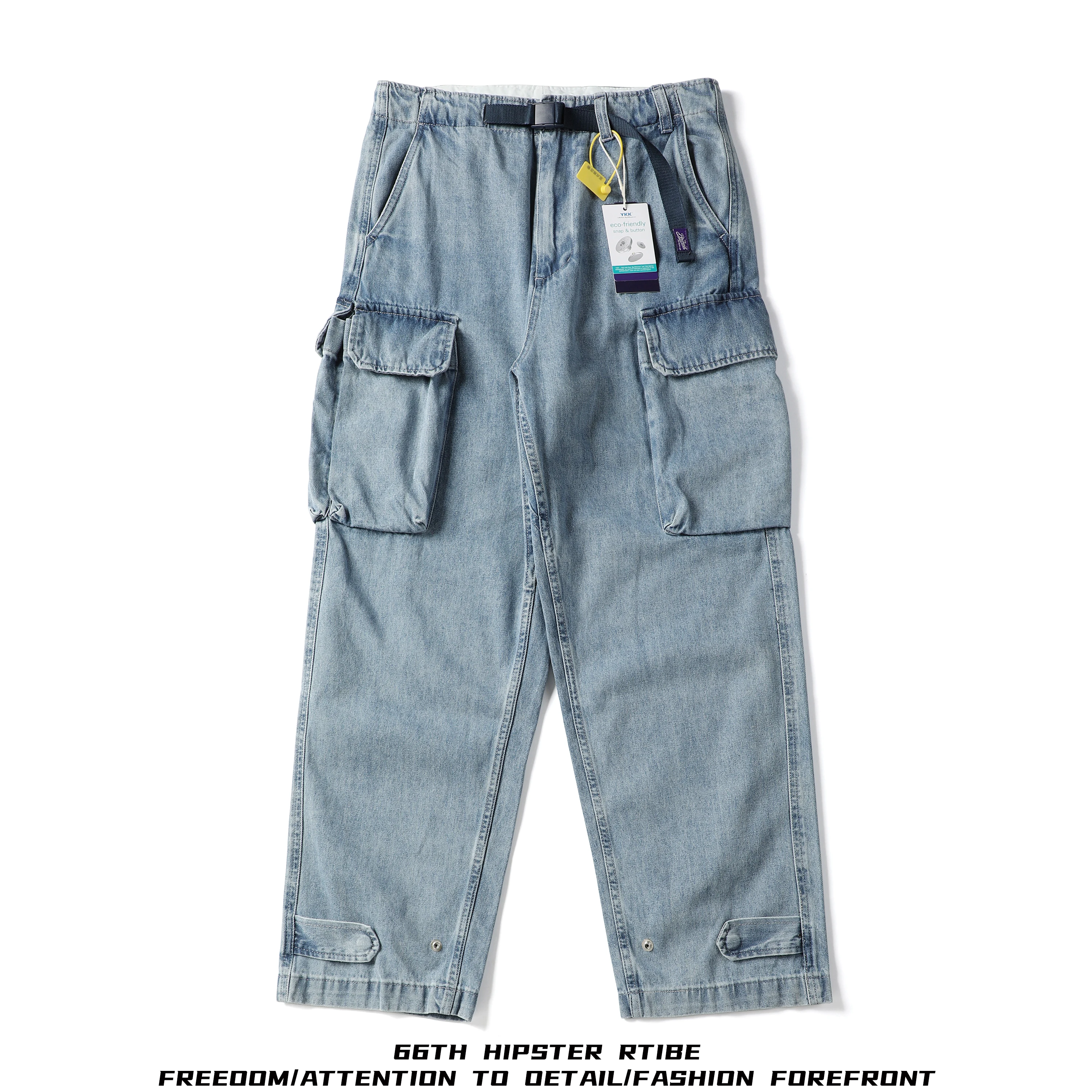 

Мужские джинсы из выстиранного денима, свободные, повседневные, для активного отдыха, в стиле ретро, с множеством карманов, рабочие брюки, со средней/низкой посадкой, на молнии