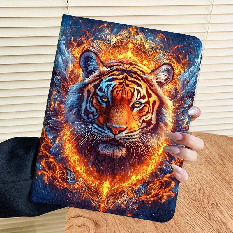 White Tiger Flaming Snow Cover Case For Samsung Galaxy Tab S7 S8 S9 S10 S11 A7 A8 A9 A11 FE Lite Plus Soft Tablet Case