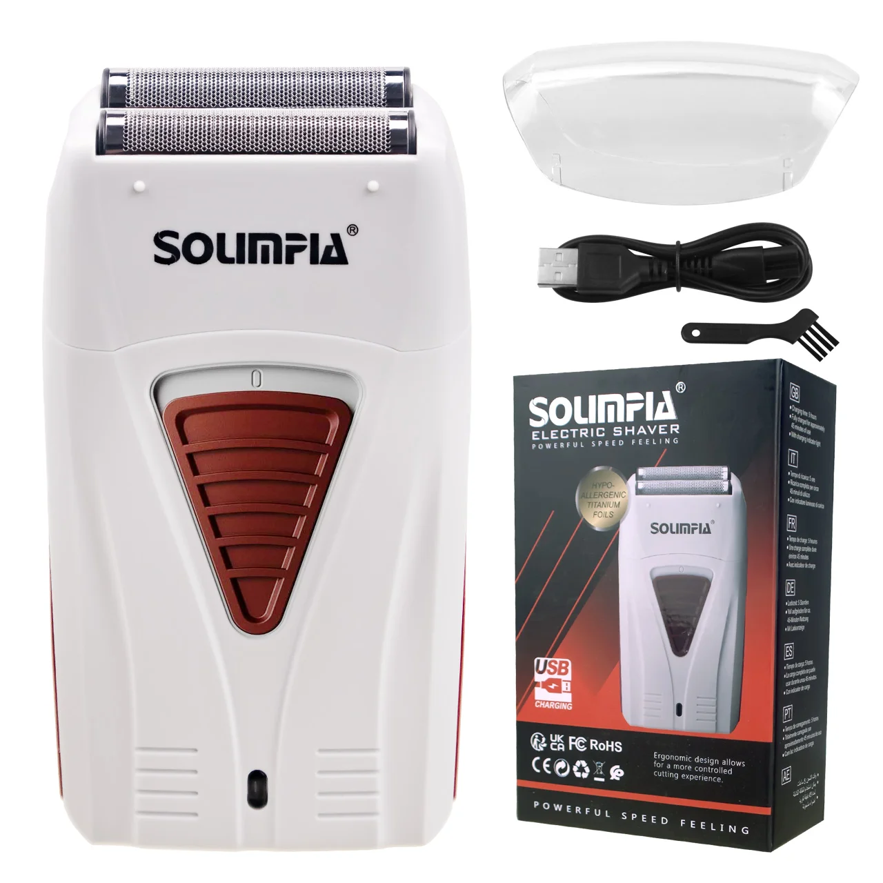 Solimpia USB Charging Electric Shaver for Men Home Use Reciprocating Whitening Beard Shaver Machine
