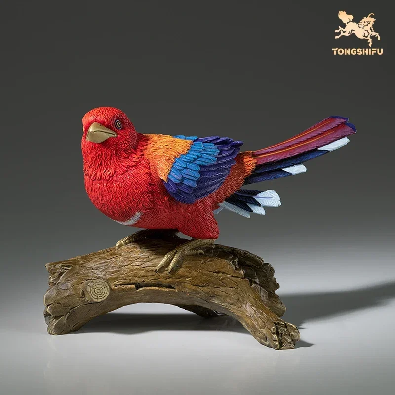 Copper Handicraft Animal Figurines Red-headed Cuckoo Statue Brass Animal Sculpture Bird Ornament Art Collection Home Decor Gifts